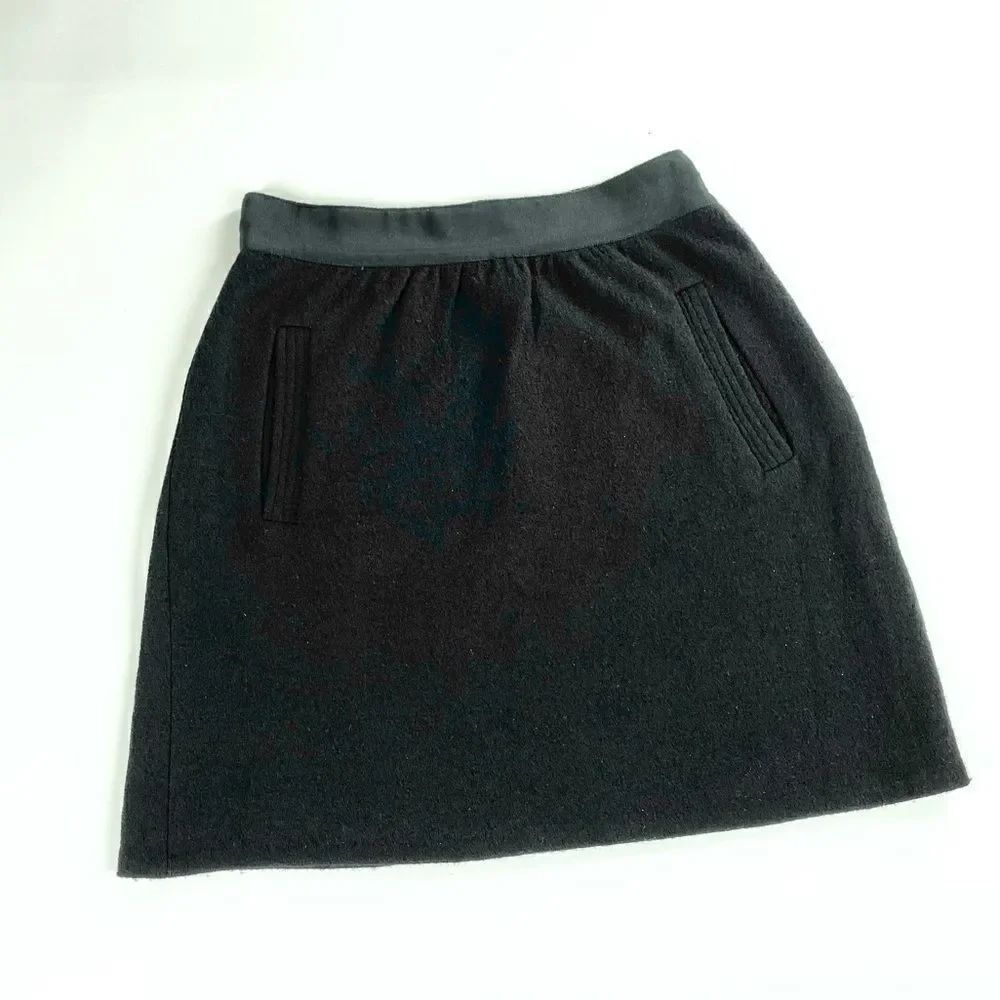 Anthropologie Knitted and knotted black wool mini skirt 6